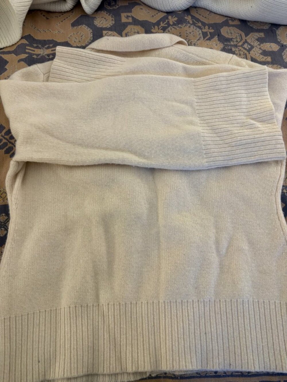 J Crew Cream Colored Cardigan Sz L Merino Wool - Picture 2 of 4